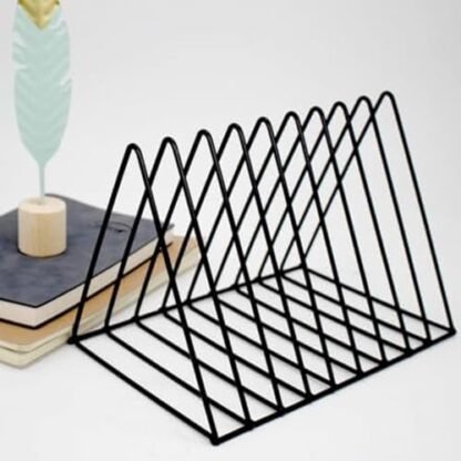 Suporte de Disco de Metal Triangular, Triângulo de Prateleira de Armazenamento de Vinil para Discos, Suporte de Álbum, Metal, Papelaria de Escritório, 9 Compartimentos Pequenos (Preto) ﻿