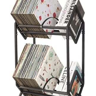 Suporte de armazenamento de discos de vinil, comporta até 160-200 LPs, suporte organizador de discos de vinil de metal, montagem simples/funcional/fácil, design clássico para arquivos/livros/revistas
