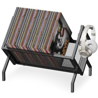 RUILALIFE Suporte de armazenamento de disco de vinil, prateleira de armazenamento de álbum de 80-100 LP, suporte de exibição de disco de metal, organizador de prateleira para livros, revistas,