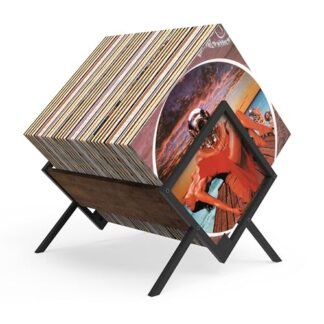 Xstermism Suporte de disco de vinil, rack de armazenamento de discos de vinil de 80-100 LP, suporte de disco de vinil de montagem rápida, organizador minimalista e estilo retrô para discos de vinil