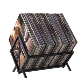 YINMIT Suporte de armazenamento de discos de vinil, organizador de vinil 80-100 LP, suporte de armazenamento de álbuns, rack de exibição de disco de vinil de metal, suporte de álbum de vinil de