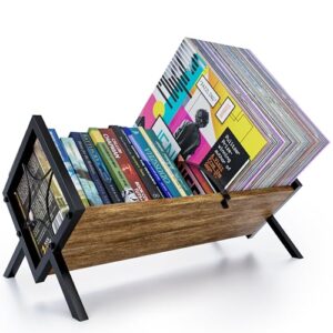 SAYONEYES Rack de armazenamento de discos de vinil com capacidade de 100 LPs – Suporte de disco resistente para álbuns de vinil – Construção premium, acabamento resistente a arranhões e design moderno [LP]