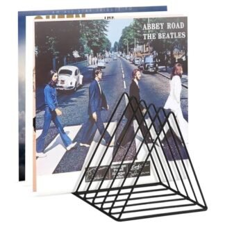 Udreamer Suporte de vinil com 9 compartimentos, resistente e durável, suporte de arquivo triangular de metal para escritório Homer, preto