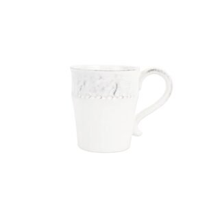 Vietri Caneca Giorno 10,8 cm H xícara de café cerâmica rígida de cerâmica, caneca branca elegante