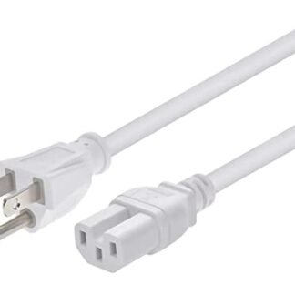 Monoprice Cabo de alimentação resistente – 2,2 m – Branco | NEMA 5-15P para IEC 60320 C15, 14AWG, 15A, SJT, 125V, para PCs, monitores, scanners e impressoras