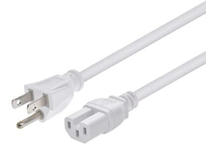Monoprice Cabo de alimentação resistente – 2,2 m – Branco | NEMA 5-15P para IEC 60320 C15, 14AWG, 15A, SJT, 125V, para PCs, monitores, scanners e impressoras