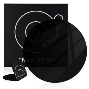 Rockhouse Tapete deslizante de acrílico de vinil com luva de disco, prato toca-discos, tapete de DJ para toca-discos de vinil de 30 cm, antiestático, reduz o ruído, preto (Equipamentos)