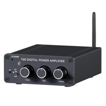 Amplificador Áudio Estéreo Hi-fi Bluetooth Com Graves/agudos, 100Wx2 com, Design Compacto para Caixas de Som Passivas - Sistema de Áudio para Casa, Escritório e Exteriores com Entrada RCA e Fonte 24V (Equipamentos)