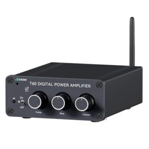 VEDO BT10A Amplificador Bluetooth Estéreo 100Wx2 com Chip TPA3116D2, Design Compacto para Caixas de Som Passivas - Sistema de Áudio para Casa, Escritório e Exteriores com Entrada RCA e Fonte 24V