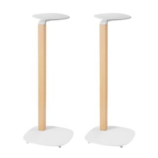 ynVISION.DESIGN Suportes de Chão para Alto-Falantes Universais de Madeira | 2 Pacote | Par | Alto-Falantes de Até 22 Libras | Compatível com Sonos Era 300 | Branco (Equipamentos)