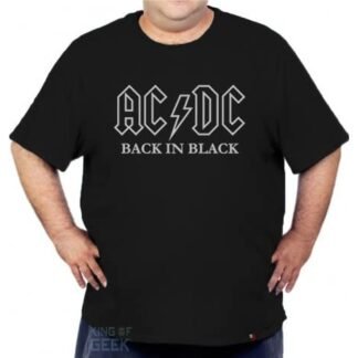 Camiseta Plus Size Ac Dc Back In Black Banda Rock Heavymetal Tamanho:XGG;Cor:Preto (Camisetas)