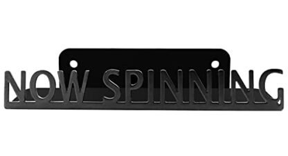 Ahomiwow Metal Now SPINNING Suporte de disco de vinil montado na parede para exibição de álbuns, prateleira de LP preta, moderna, vintage, disco de vinil, organização para amantes de música, acessório (Equipamentos)