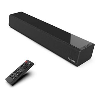 BESTISAN Barras de Som para Tv, Pc, Jogos, Monitor, Barra de Som de 50 Watts com Conexões Bluetooth 5.0/Hdmi Arc/Óptica/Coaxial/Aux/Usb, 3 Modos de Áudio, Graves Ajustáveis, 16", Montável Na Parede