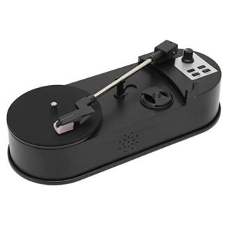 Dilwe Toca-discos giratório, mini conversor portátil USB para MP3, reprodutor vintage suporta 33,45 PRM LP, com estéreo de 3,5 mm, USB, slot para cartão de memória para amantes de música (para MP3) (Equipamentos)