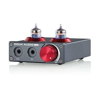 Douk Audio Pré-amplificador fono de tubo de vácuo T4 PRO, pré-amplificador MM, amplificador de fone de ouvido Hi-Fi GE5654 para Home Theater/toca-discos/amplificador estéreo/alto-falante ativo (Equipamentos)