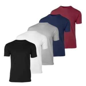 Kit 5 Camisetas Masculinas Básicas 100% Algodão Premium (BR, Alfa, M, Regular, Preto/Branco/Cinza/Azul/Vinho)