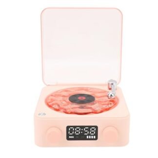 Dpofirs Record Player de Vinil, 2025 Novos Registros Vintage Portáteis 4 Modos Bluetooth Ondas -falantes, Pequeno Toca -discos para o Quarto de Escritório 360 ° Som Surround (Rosa) (Equipamentos)