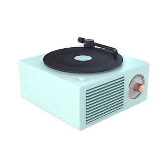 Toca-discos de Vinil Mesa Giratória Clássica USB Alto-falante Portátil Vintage Aprimoramento de Graves Alto Sem Fio Mini Leitor de Música de Viagem,Blue,10.5 * 11.2 * 5.7cm (Equipamentos)