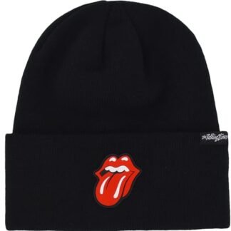 Concept One Gorro The Rolling Stones, gorro de malha de inverno com logotipo e punho em jacquard, Preto, Tamanho nica (CDs)