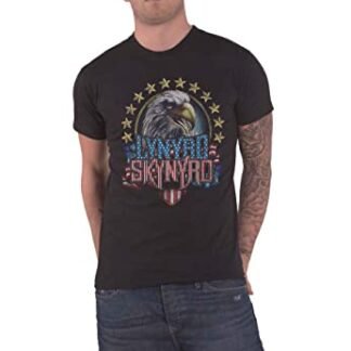 Lynyrd Skynyrd Camiseta masculina com logotipo Eagle Band oficial preta, Preto, M