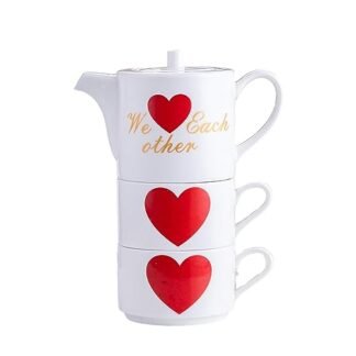 Conjunto criativo de bule de chá de cerâmica copo de água de cerâmica xícara de café criativa para escritório casa restaurante café casa de chá - amor vermelho