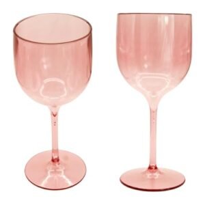 10 Taças de Vinho Cristal Acrílico 260 ml Casamento Aniversário Festa Formatura Balada (Rose Gold)