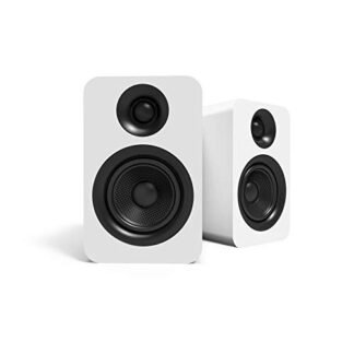 Kanto Alto-falantes de estante passivos YU de 10 cm com tweeter de cúpula de seda de 2,5 cm | Amplificador necessário | Manuseio de potência de 70 W | Branco fosco | Par (Equipamentos)