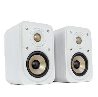POLK AUDIO Alto-falantes surround de alta resolução Signature Elite ES10 para home theater, alto-falantes estéreo, alto-falante satélite, HiFi, compatível com Dolby Atmos e DTS: X (par de 2) - Branco (Equipamentos)