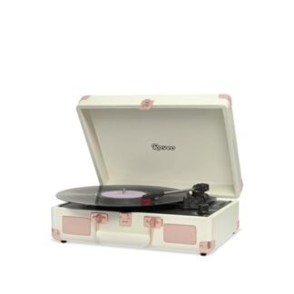 Raveo Vitrola Sonetto Rose Gold com Conexão Bluetooth, USB Reproduz e Grava, Radio FM, Saída Auxiliar e Bivolt (Equipamentos)