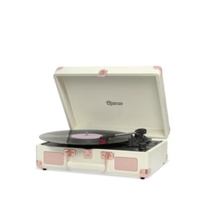 Raveo Vitrola Sonetto Rose Gold com Conexão Bluetooth, USB Reproduz e Grava, Radio FM, Saída Auxiliar e Bivolt (Equipamentos)