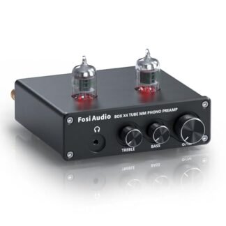 Fosi Audio Box X4 Phono Preamp com Tubos de Vácuo JAN 5654W Para MM Toca Discos Fonógrafo Toca-discos com Controle de Graves e Agudos de Volume - Preto (Equipamentos)