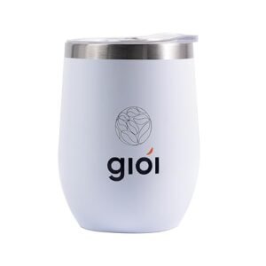 Giói Cafés Especiais - Copo Térmico de Aço Inox, 340ml, Branco, Parede Dupla com Tampa