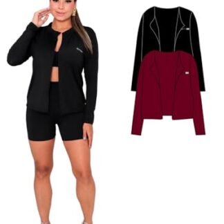 Kit Com 2 Casacos Camisas de Proteção UV Feminino, Preto e Rosa (BR, Alfa, GG, Regular, Regular, Vinho + Preto)