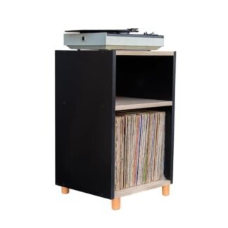 Estante Rack Para Discos de Vinil LPs (Preto/Carvalho Poró) (Equipamentos)