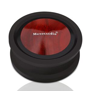 Monosaudio Estabilizador de peso 290 g toca-discos de liga de alumínio de madeira vermelha com almofada macia para toca-discos de vinil HiFi LP (Preto)