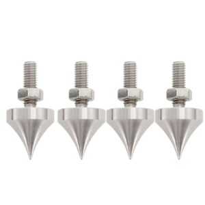 4 peças de ponta de alto-falante de aço inoxidável à prova de choque pés de isolamento ajustável almofada cone para amplificador de toca-discos CD gravador DAC, picos de alto-falante (M10) (Equipamentos)