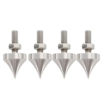 4 peças de ponta de alto-falante de aço inoxidável à prova de choque pés de isolamento ajustável almofada cone para amplificador de toca-discos CD gravador DAC, picos de alto-falante (M10) (Equipamentos)