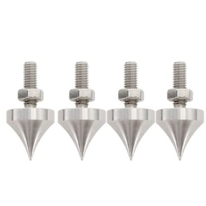4 peças de ponta de alto-falante de aço inoxidável à prova de choque pés de isolamento ajustável almofada cone para amplificador de toca-discos CD gravador DAC, picos de alto-falante (M10) (Equipamentos)