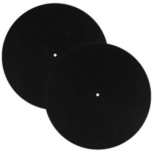 2 peças de tapete protetor de disco, tapete antiderrapante e antiestático de 30,5 cm para toca-discos de feltro para toca-discos para melhorar o som (preto) (Equipamentos)