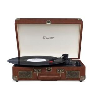 Raveo Vitrola Sonetto Vintage Brown com Conexão Bluetooth, USB Reproduz e Grava, Rádio FM, Saída Auxiliar e Bivolt