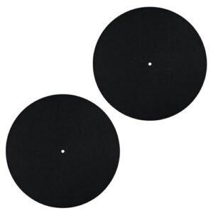2 peças de tapete para toca-discos, 30,5 cm antiderrapante e antiestático, tapete giratório de lã, toca-discos, tapete protetor para toca-discos domésticos (preto) (Equipamentos)