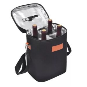 BOLSA TERMICA PORTA VINHOS 4 GARRAFAS MOCHILA COOLER COM DIVISORIAS REMOVIVEIS BAG EXECUTIVA PORTA WISKY CHAMPANHE