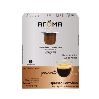 Aroma Selezione Cápsulas de Café Espresso Portofino Aroma, Compatível com Nespresso, Contém 10 Cápsulas