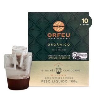Orfeu Café Orgânico Drip Coffee, 100% Arabica, Torra Média, 10 sachet, 100g