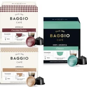 kit Café Baggio 30 Cápsulas de Café Compatíveis com Dolce Gusto Sabores Clássico Chocolate Trufado e Caramelo 10 Cápsulas por caixa.