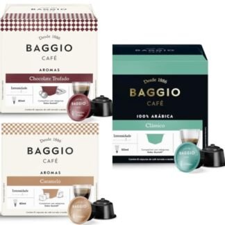 kit Café Baggio 30 Cápsulas de Café Compatíveis com Dolce Gusto Sabores Clássico Chocolate Trufado e Caramelo 10 Cápsulas por caixa.
