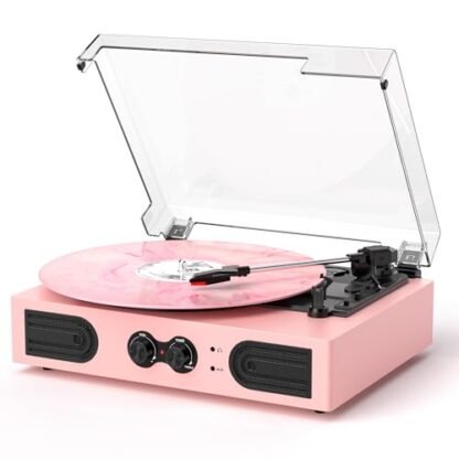 DANFI AUDIO DF Toca-Discos De Vinil Com Alto-Falantes Integrados, Toca-Discos Vintage De 3 Velocidades, Com Suporte Para Controle De Agudos E Graves, Conector De Fone De Ouvido De 3,5 Mm, Saída Rca/ (Equipamentos)