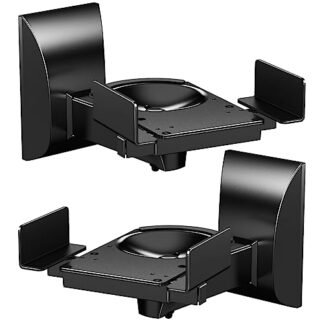 WALI Suportes de parede de alto-falante, suporte de montagem de estante de fixação dupla lateral para alto-falantes grandes de som circundante, suporta até 25 kg (SWM201), 1 par, preto (Equipamentos)