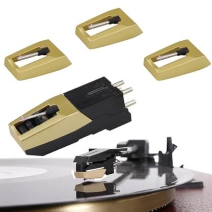 Fofvccv Agulhas para toca-discos Rubi, cartucho de toca-discos atualizado, substituição de agulha de toca-discos para Crosley, ION, LP, fonógrafo de tocadores de vinil e mais (3 agulhas + cartucho) (Equipamentos)