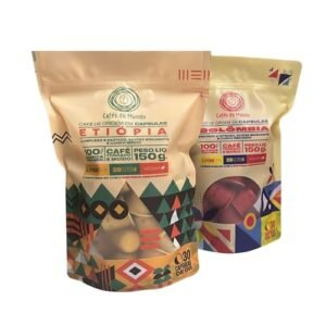 Cápsulas do Mundo - Café em cápsula da Colômbia e Etiópia compatível com Nespresso - Café Exclusivo Importado da Colômbia e da Etiópia - 100% Arábica - 60 Cápsulas